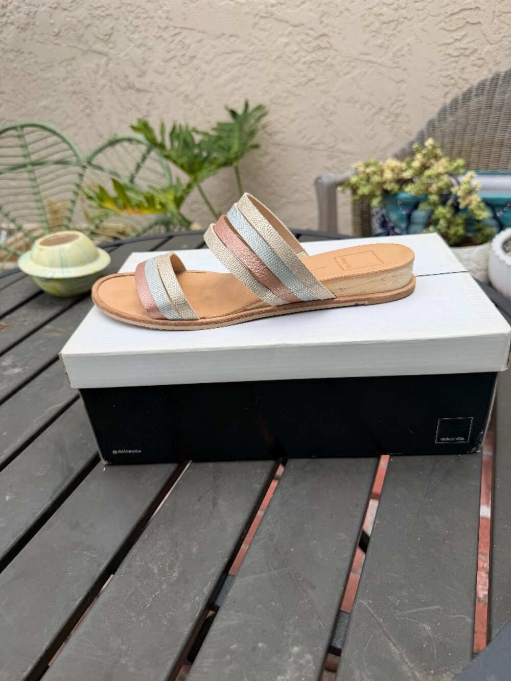 Dolce Vita Pais Cognac Multi Stella Slides - Size 7.5M